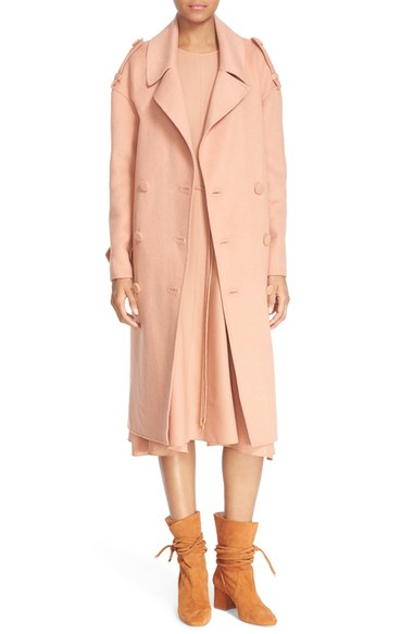 Tibi Double Face Wool & Angora Trench Coat Monticello Peach trench coats fall 2016