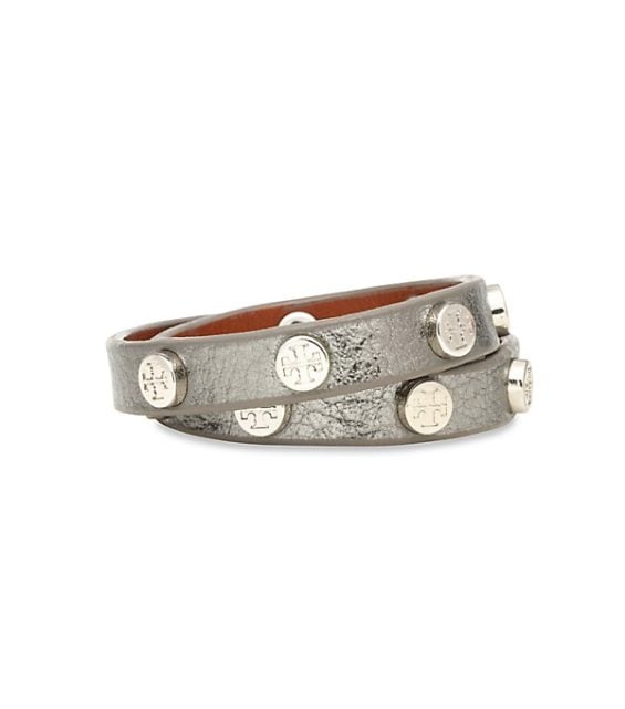 Tory Burch DOUBLE-WRAP LOGO STUD BRACELET Silver tory burch private sale