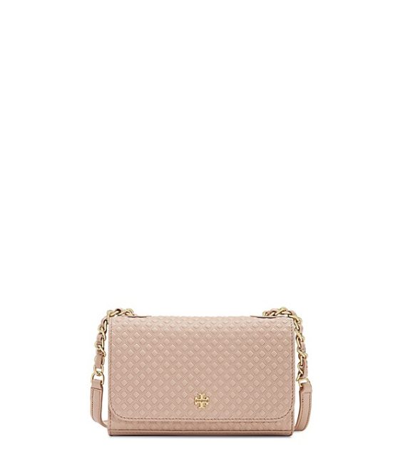 Tory Burch MARION EMBOSSED SHRUNKEN SHOULDER BAG Light Oak tory burch private sale