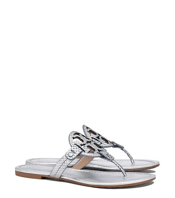 Tory Burch MILLER SANDAL, METALLIC SNAKE-PRINT LEATHER tory burch private sale