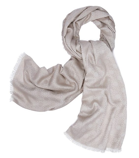 Tory Burch MOSAIC LOGO JACQUARD SCARF French Gray tory burch private sale