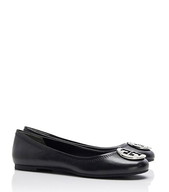 Tory Burch REVA BALLET FLAT Black Silver tory burch private sale 