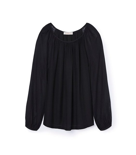 Tory Burch TEXTURED GEORGETTE TOP Black tory burch private sale