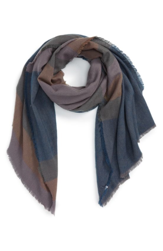 Treasure&Bond Stripe Blanket Wrap Blue Combo blanket scarves fall 2016