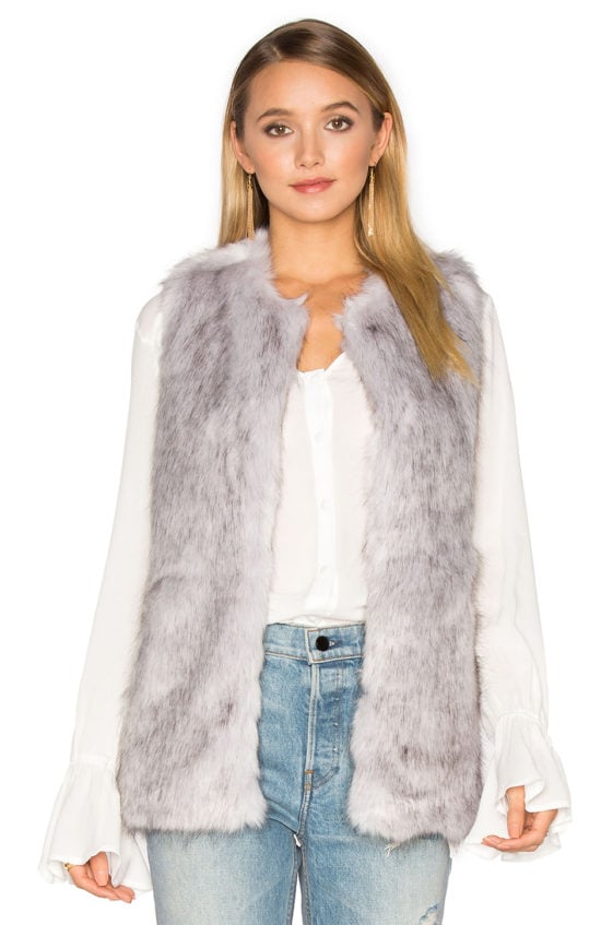 UNREAL FUR Silver Lining Faux Fur Vest Grey faux fur vests fall 2016