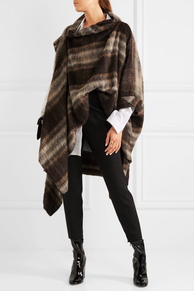 VIVIENNE WESTWOOD ANGLOMANIA Gaia brushed knitted cape tonal brown cream capes fall thanksgiving 2016 trend