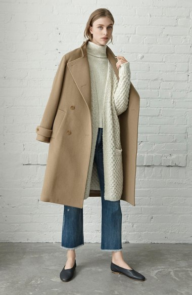 Vince Stand Collar Wool & Cashmere Trench Coat Camel trench coats fall 2016