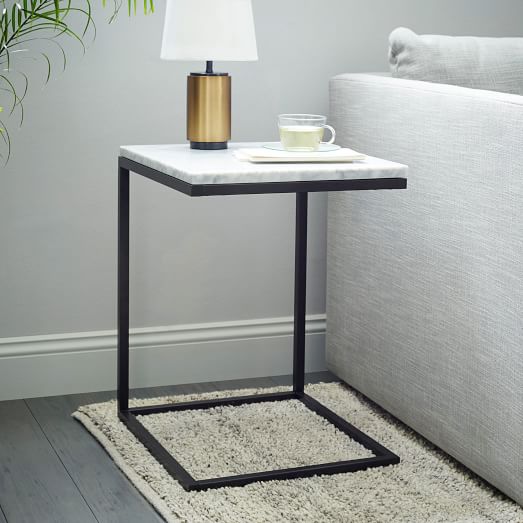West Elm Box Frame C-Base Side Table - Marble/Antique Bronze west elm sale