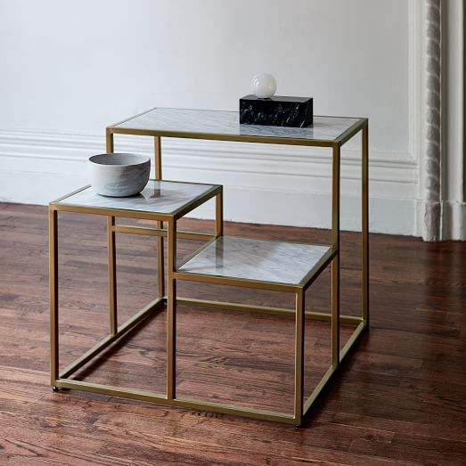 West Elm Cityscape Side Table Brass Carrara Marble Top west elm sale