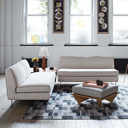 West Elm Commune Armless Sofa Linen Blend White west elm sale