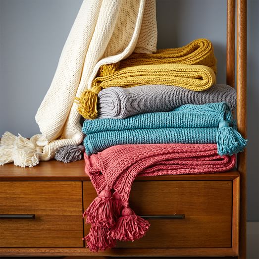 West Elm Cotton Tassel Throw Ivory west elm sale