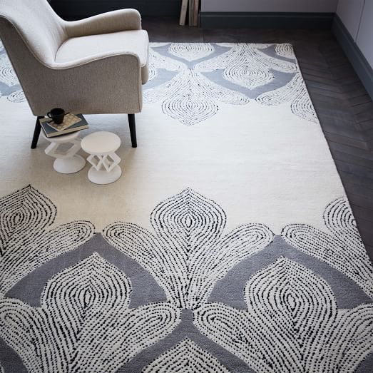 West Elm Fleur Wool Rug - Platinum west elm sale