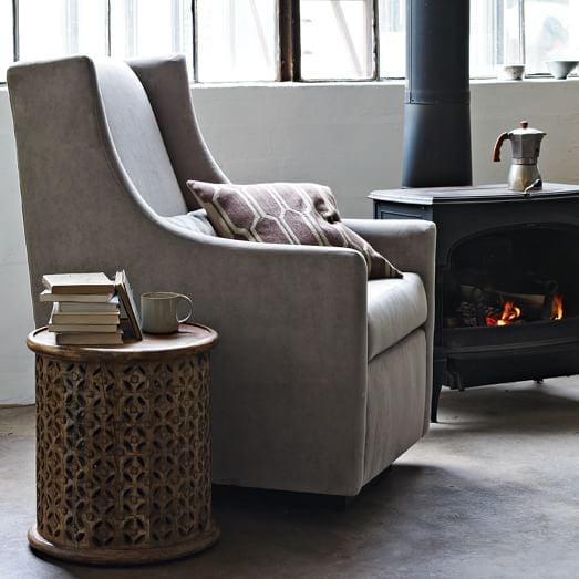 West Elm Graham Glider Performance Velvet Dove Gray west elm sale