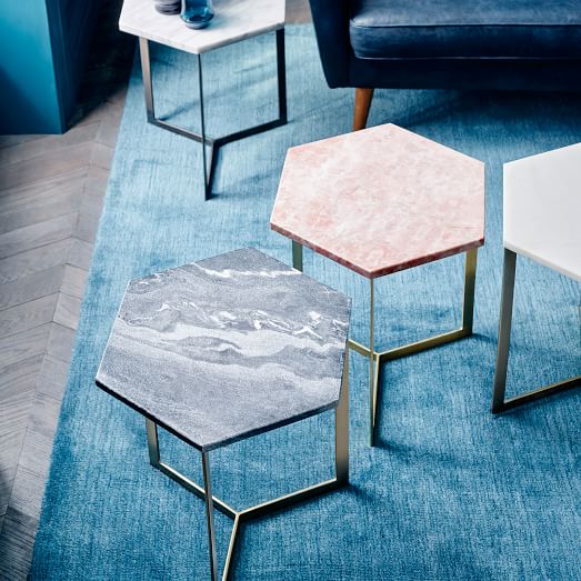 West Elm Hex Side Table – Antique Brass Marble west elm sale