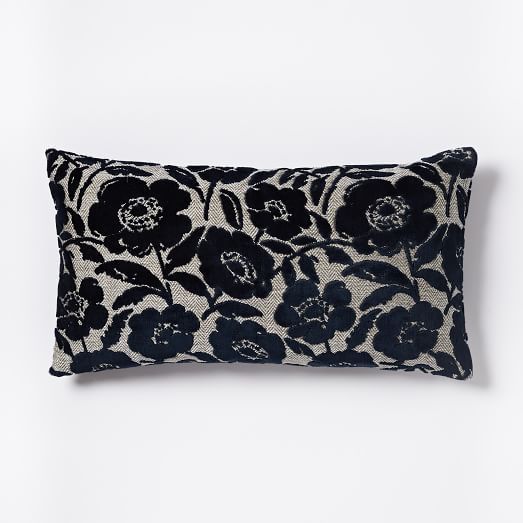 West Elm Jacquard Velvet Flower Heads Pillow Cover - Nightshade west elm sale