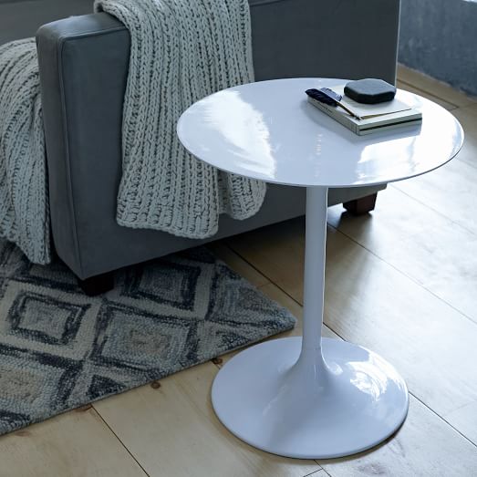 West Elm Modernist Pedestal Side Table White Powder-Coated Finish west elm sale