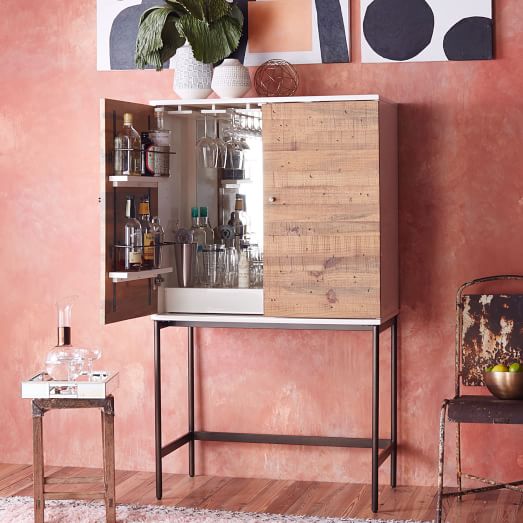 West Elm Reclaimed Wood + Lacquer Bar Cabinet west elm sale