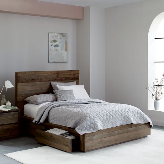 West Elm Sander Storage Bed Light Gray Finish west elm sale