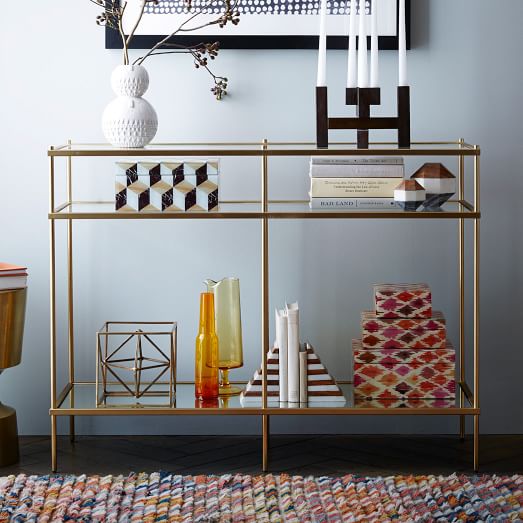West Elm Terrace Console Brass Mirrored Glass west elm sale