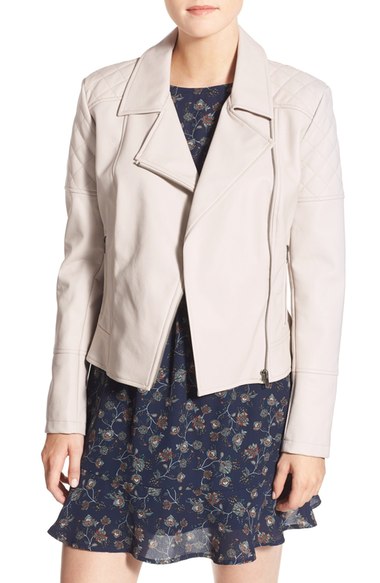 cupcakes and cashmere 'Breck' Faux Leather Moto Jacket Bone faux leather moto jackets fall 2016
