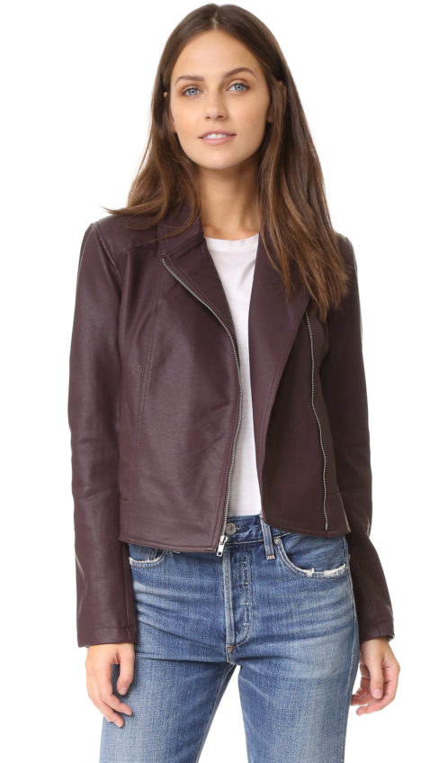 cupcakes and cashmere Joslyn Washed Vegan Leather Moto Jacket Oxblood faux leather moto jackets fall 2016