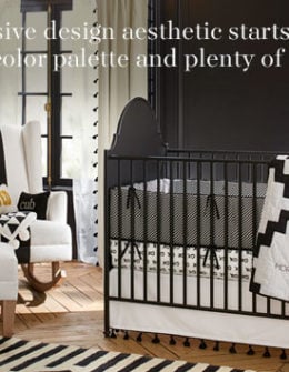 Stunning black and white Emily & Meritt for Pottery Barn Kids Collection nursery.