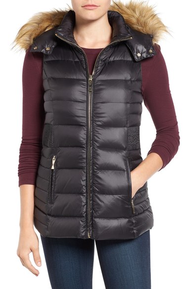 kate spade new york down vest with faux fur trim deep navy faux fur vests fall 2016