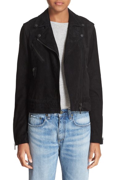 rag & bone/JEAN 'Mercer' Suede Jacket Black suede moto jackets fall 2016