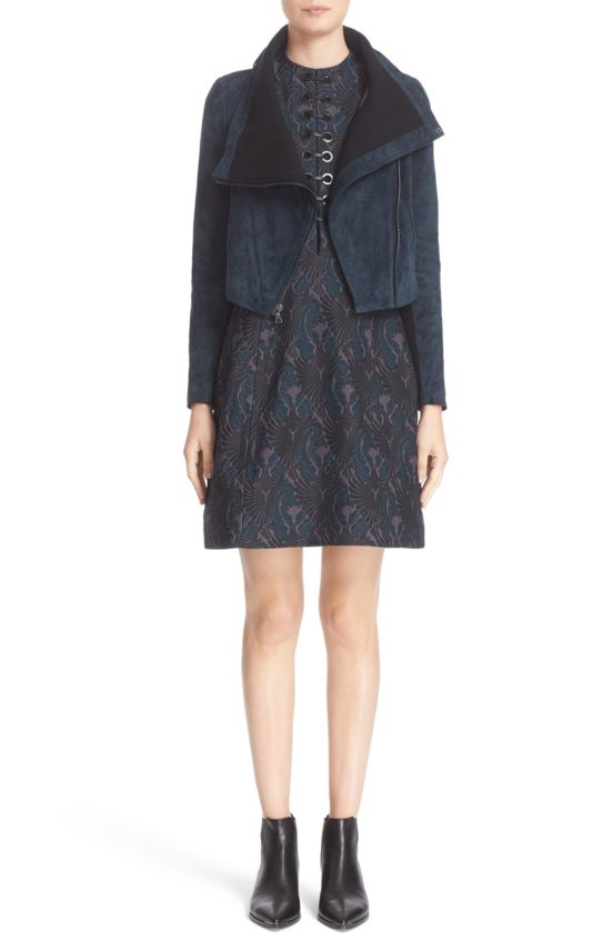 Yigal Azrouël Suede Funnel Neck Jacket suede moto jackets fall 2016