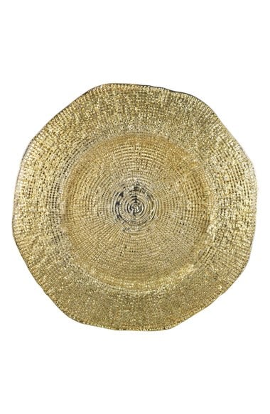 10 Strawberry Street 'Platinum' Glass Charger Plates (Set of 4) Metallic Gold glam charger plates holiday 