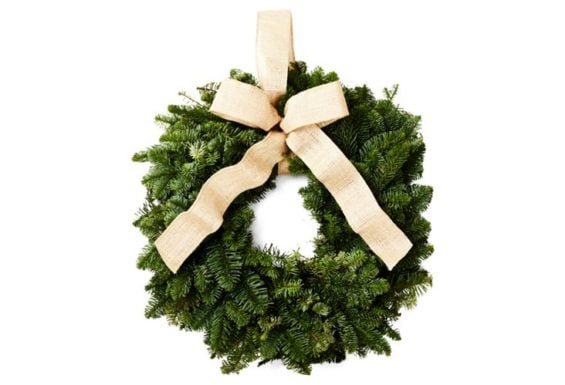 22" Fir-Ever Wreath Burlap Ribbon One Kings Lane 20% off holiday decor sale