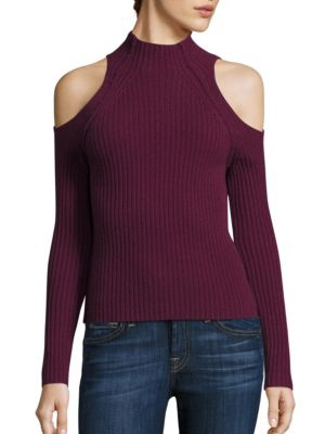 360 Cashmere Gianna Cold Shoulder Sweater Syrah cold shoulder turtlenecks