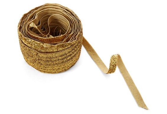 3/8" Metallic Velvet Ribbon, Gold One Kings Lane holiday decor sale