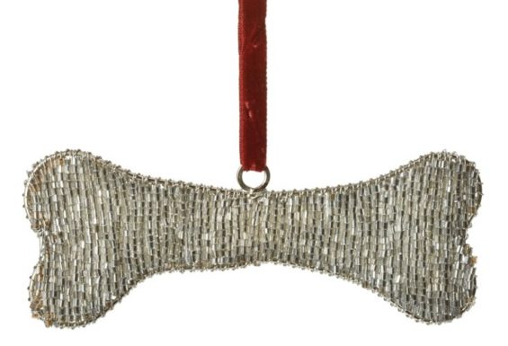 5" Dog Bone Ornament, Silver One Kings Lane holiday decor sale