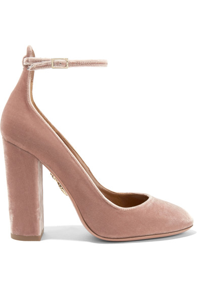AQUAZZURA Alix velvet pumps blush velvet