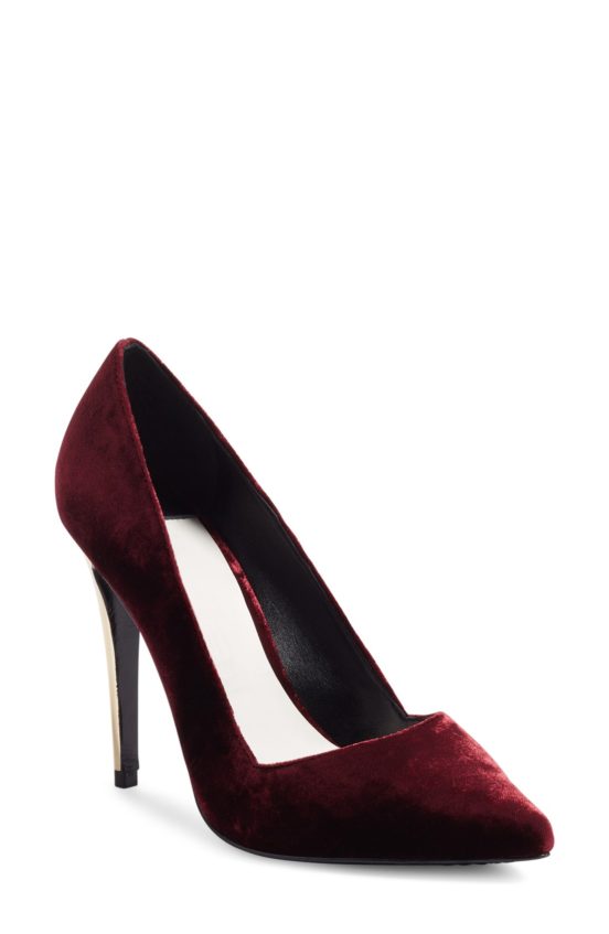 Alice + Olivia 'Dina' Pointy Toe Pump (Women) Bordeaux Velvet pumps