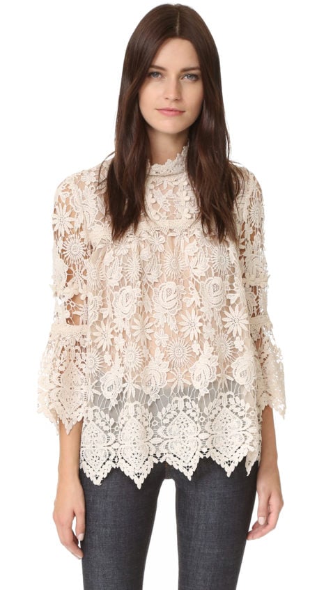 Anna Sui Romantique Lace Top Cream lace tops holiday party season
