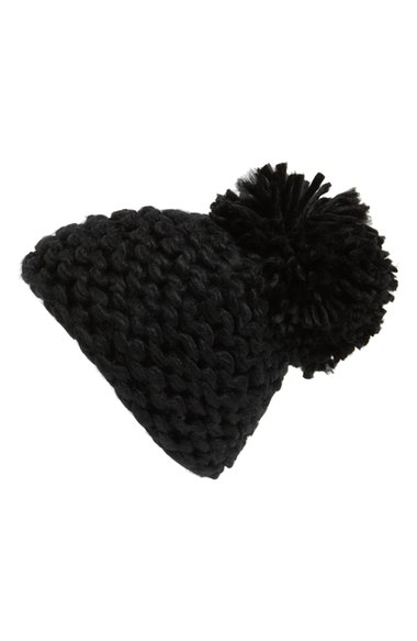BCBGeneration Knit Pompom Beanie Black pom beanies 