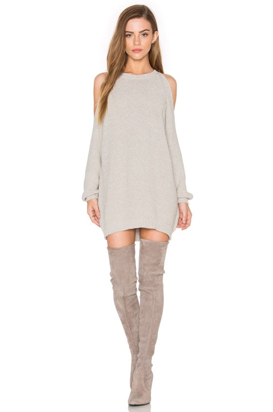 BISHOP + YOUNG Cold Shoulder Tunic Sweater Dess Grey