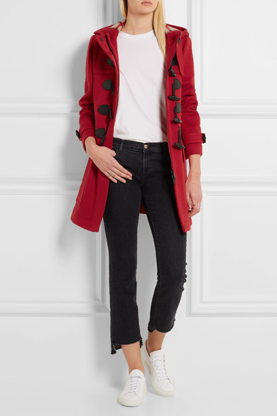 BURBERRY Hooded wool-felt duffle coat red toggle coats