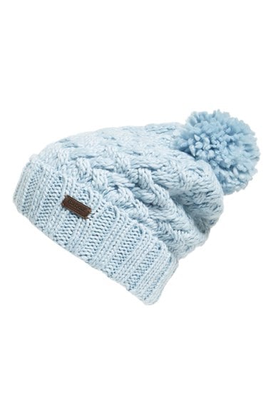 Barbour 'Maybole' Beanie Pastel Blue pom beanies