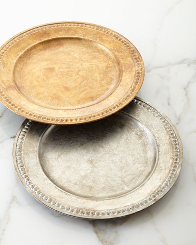 Beaded-Edge Charger Plate Gold Silver charger plates holiday tablescape