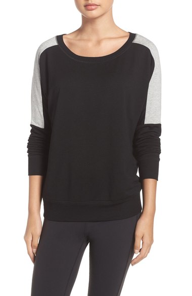 Beyond Yoga Colorblock Fleece Pullover Black fleece pullovers winter