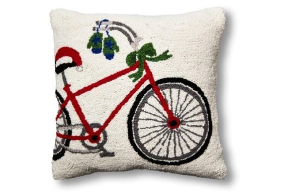 Bicycle 18x18 Wool Pillow One Kings Lane holiday decor sale