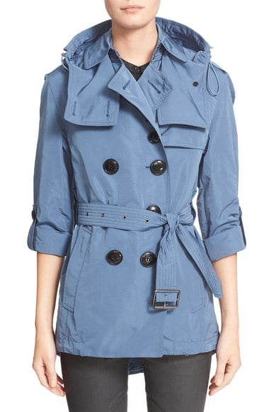 Burberry Brit Burberry Knightsdale Belted Drop Tail Hooded Trench Coat Pale Lupin Blue Nordstrom pre-black friday sale
