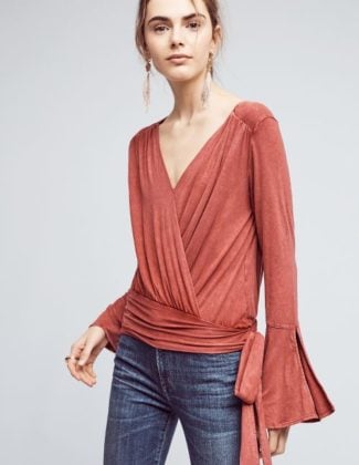 Deletta Sirpo Wrapped Pullover Red Anthropologie black friday sale