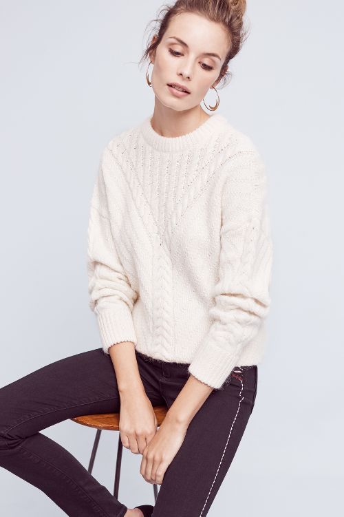 DemyLee Ilaria Cable-Knit Pullover Ivory cable knit sweaters winter 2016