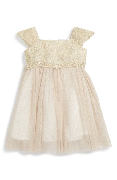 Dorissa 'Belinda' Lace & Tulle Party Dress (Baby Girls) Gold thanksgiving dresses for baby girls