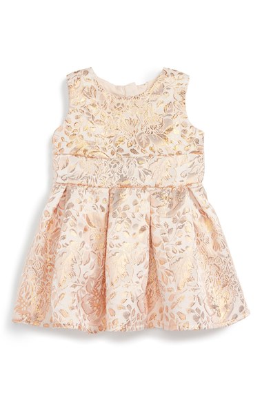 Dorissa Madi Floral Jacquard Dress (Baby Girls) Bronze thanksgiving dresses for baby girls