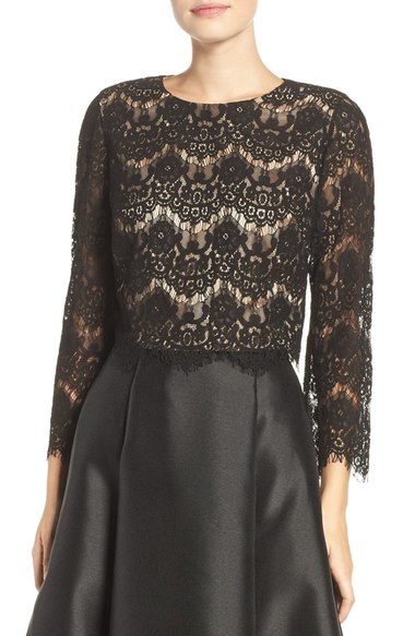 Eliza J Lace Crop Top Black lace tops holiday party season